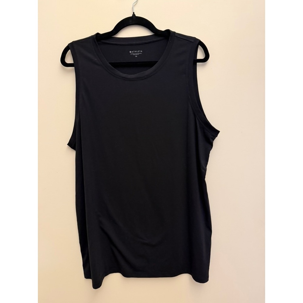 Athleta Womens Black Muscle Tank Top XL Polyester Lyocell‎ Spandex
